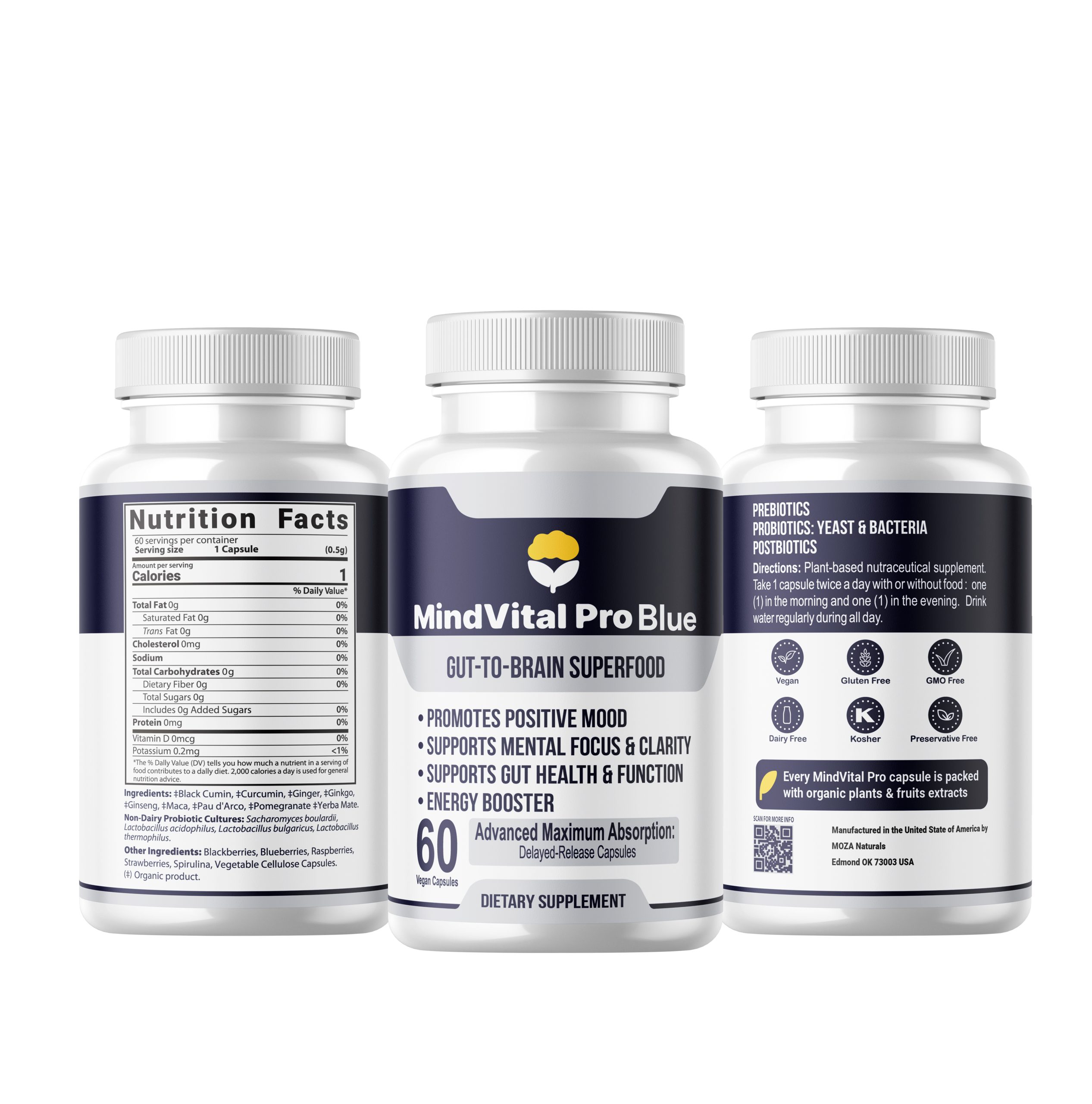 MindVital Pro Blue Gut-To-Brain Superfood.Plant-Based ‘Body And Brain Energy Booster, Supports Mental Focus & Clarity, Supports Gut Health & Function, Promotes Positive Mood - Image 3